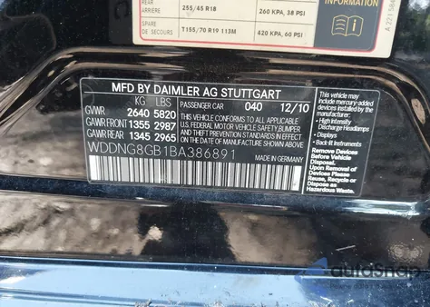 2011 Mercedes-Benz S 550 4Matic from USA, damaged, VIN WDDNG8GB1BA386891